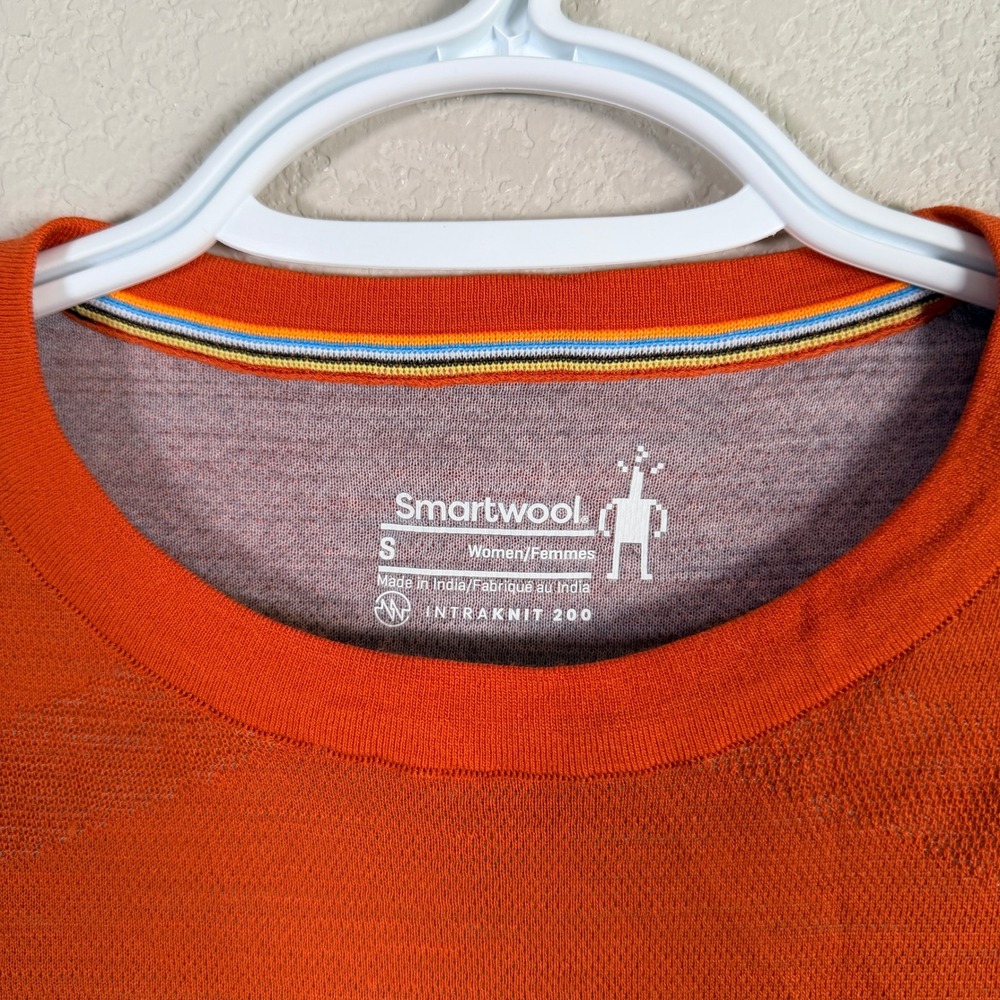 Smartwool Intraknit 200 Thermal Base Layer Top Womens S Orange Merino Wool L/S - Picture 3 of 6